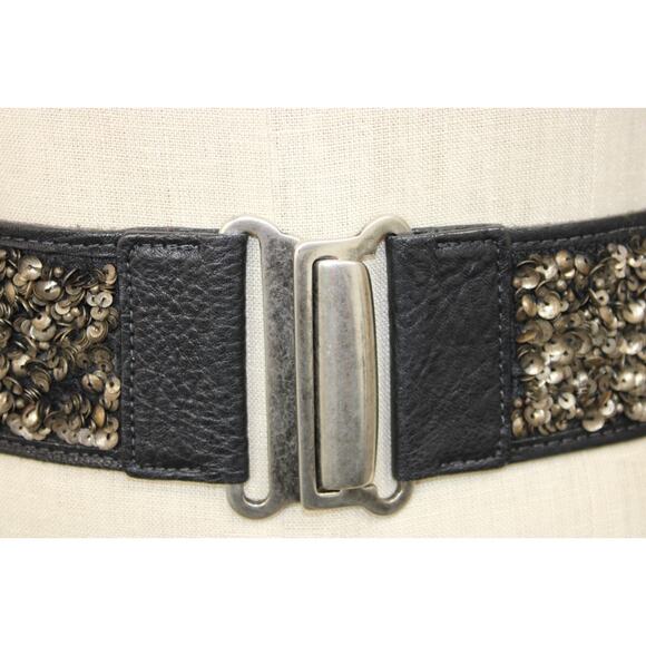 Vintage Streets Ahead Size M Women\'s Black Leather & Stretch Sequin main image 9